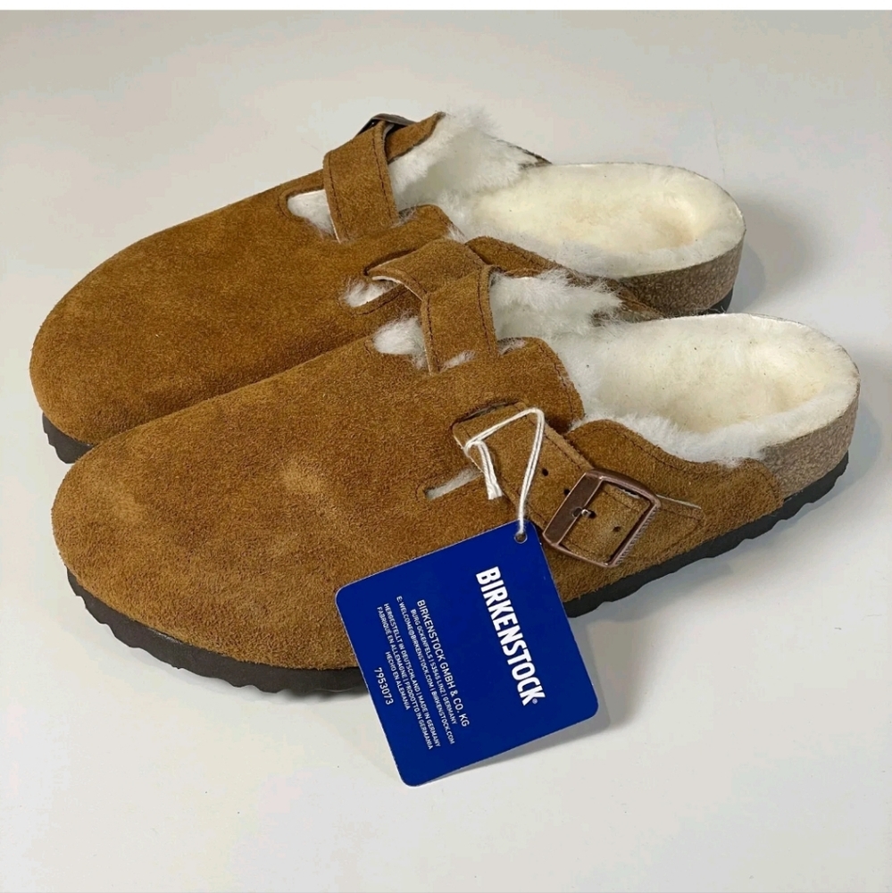 Birkenstock Boston Shearling Suede in Mink